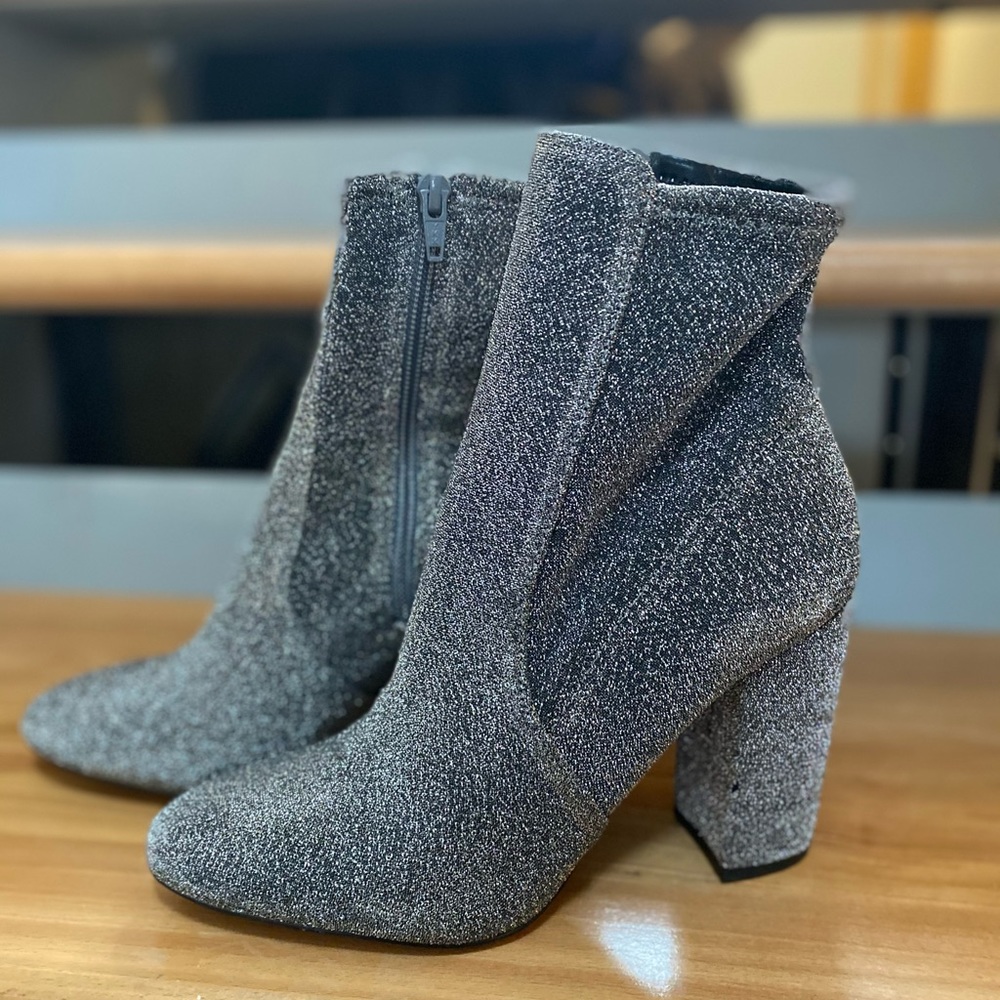 Knit sparkle booties